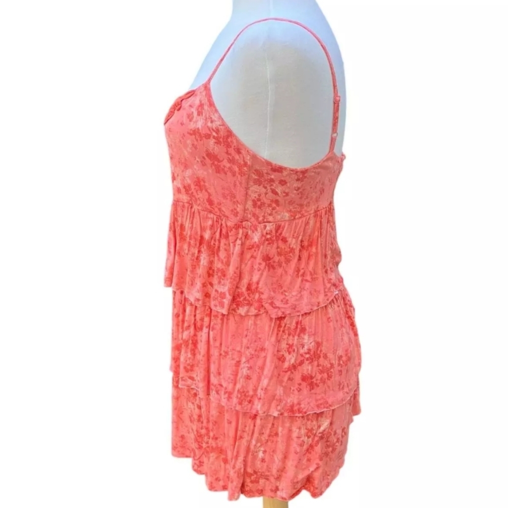 Y2K Mudd Crochet Tiered Spaghetti Strap Mini Sundress/Tank Size‎ Small Orange - Picture 3 of 12